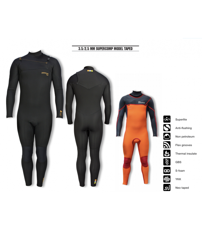 PREMIUM WETSUITS 3.5/2.5 MM SUPERCOMP MODEL TAPED HOMBRE
