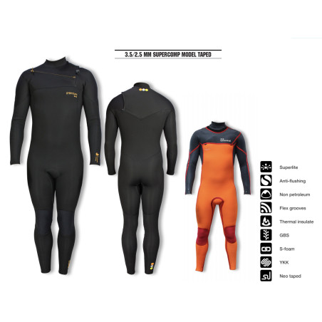 PREMIUM WETSUITS 3.5/2.5 MM SUPERCOMP MODEL TAPED HOMBRE