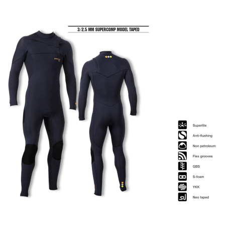 PREMIUM WETSUITS 3/2.5 MM SUPERCOMP MODEL TAPED HOMBRE