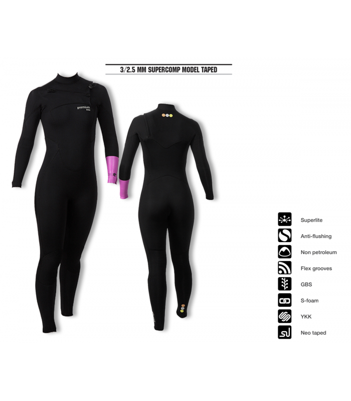 PREMIUM WETSUITS 3/2.5 MM SUPERCOMP MODEL TAPED MUJER