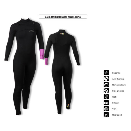 PREMIUM WETSUITS 3/2.5 MM SUPERCOMP MODEL TAPED MUJER