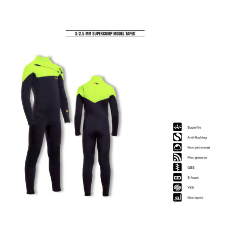 PREMIUM WETSUITS 3/2.5 MM SUPERCOMP MODEL TAPED NIÑO