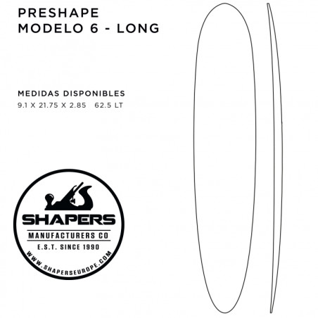 Preshape Surfboard Modelo 6 - LONG