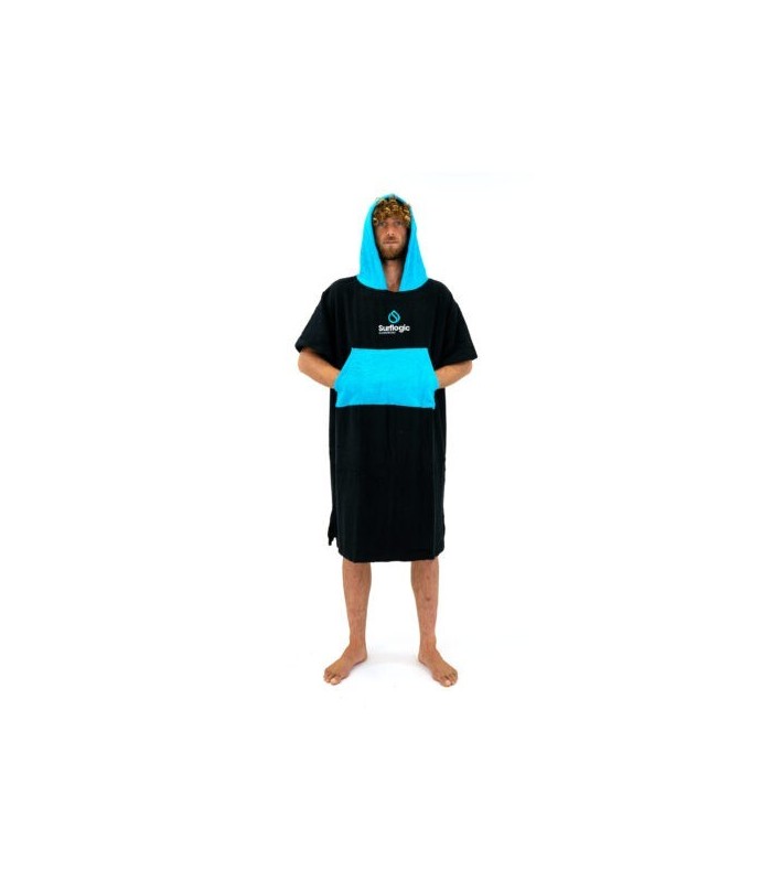 Poncho Surf Toalla Surflogic Negro & Cyan