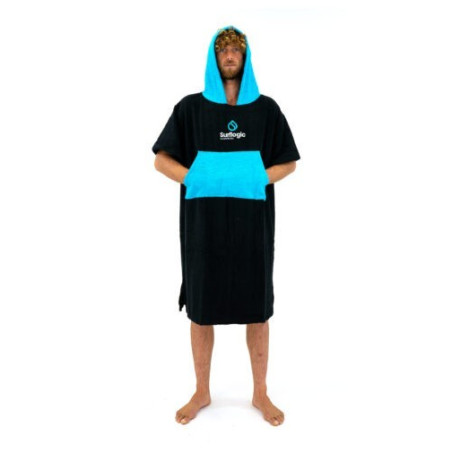 Poncho Surf Toalla Surflogic Negro & Cyan