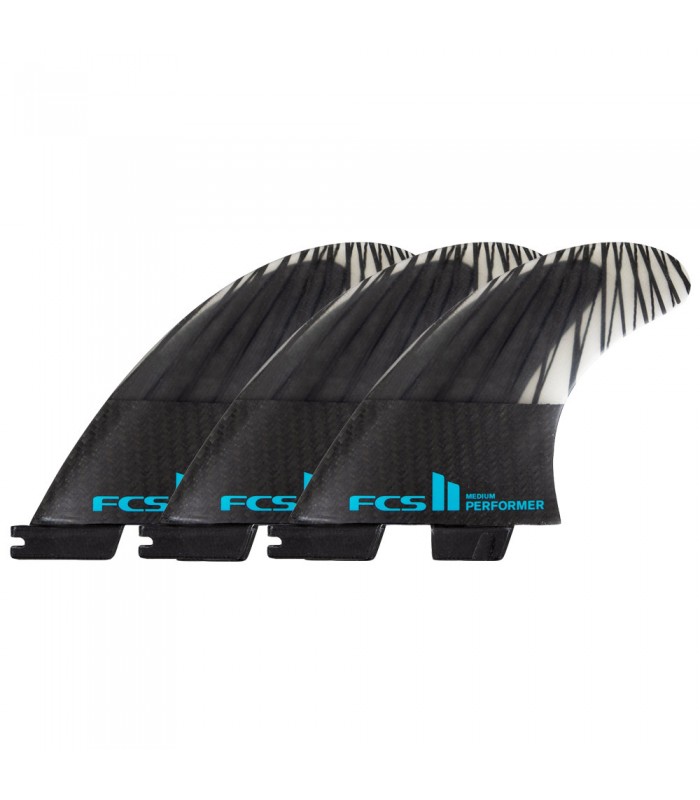 FCS II Performer PC Carbon Carbono Preto/Teal Tri Fins