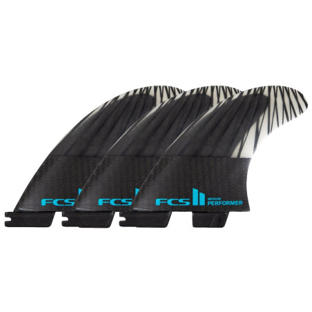 FCS II Performer PC Carbon Carbono Preto/Teal Tri Fins