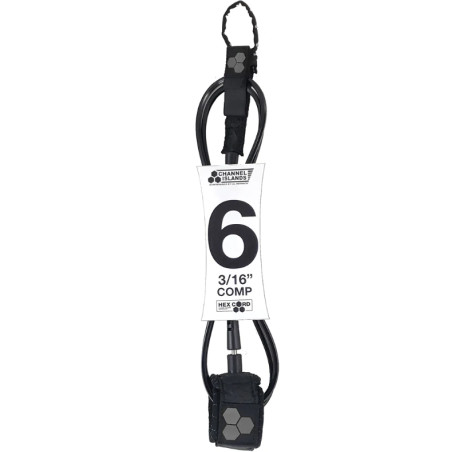 Comp esagonale surf leash Nero 6 3/16