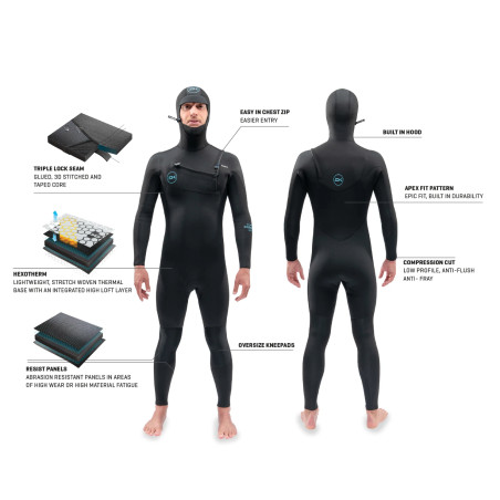 MUTA DAKINE MISSION UOMO CON ZIP SUL PETTO E CAPPUCCIO 5/4/3MM