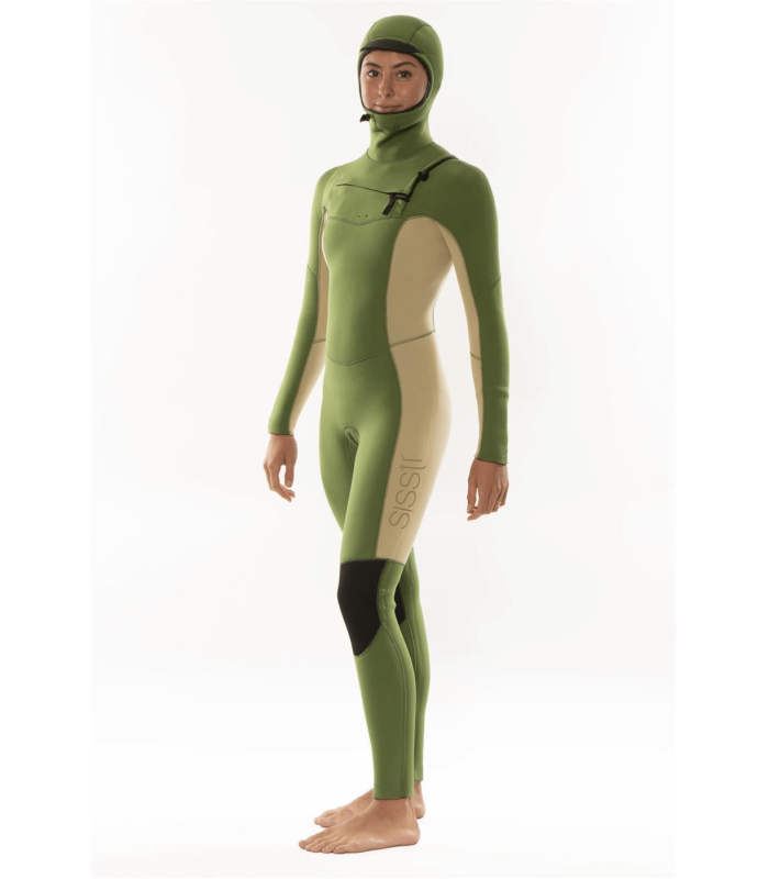 Sisstrevolution MY SEAS 5/4 HOODED CHEST ZIP-GRN Neoprenanzug